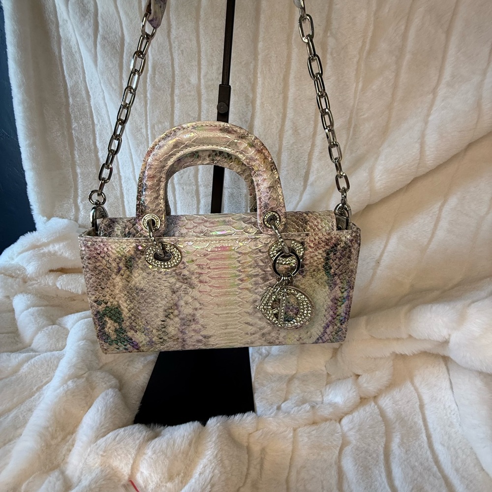 Elegant Multicolor Python Leather Handbag - image 4